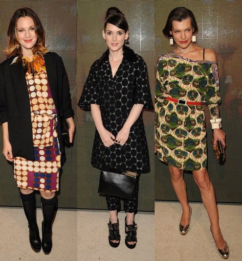 Montaje De Drew Barrymore, Winona Ryder Y Mila Jovovich En Marni Para H&M