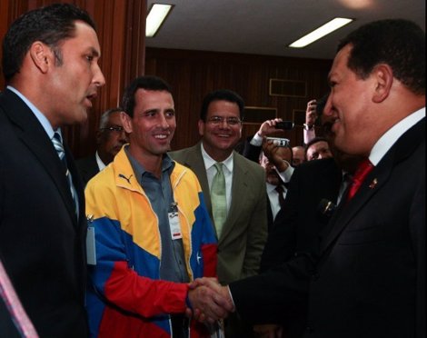 Pablo Pérez, Henrique Capriles Radonski Y Hugo Chávez.
