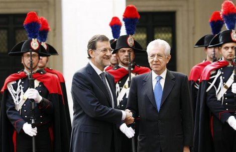 Presidente Del Gobierno, Mariano Rajoy, Con Su Homólogo Mario Monti