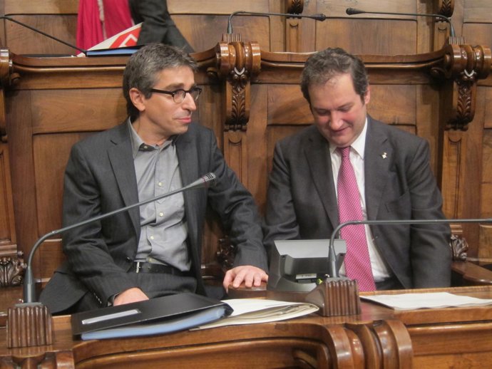 Jordi Martí Y Jordi Hereu (PSC), En El Pleno Del Ayuntamiento
