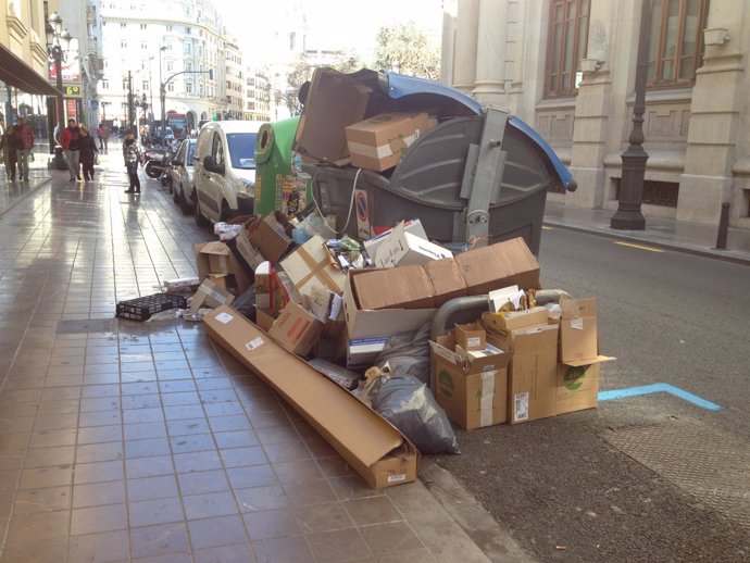 Imagen De Un Contenedor De La Calle Lauria Remitida Por El PSPV De Valencia.