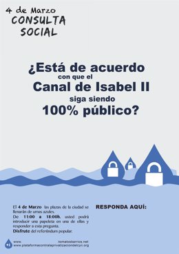 Cartel De La Consulta Social Sobre La Privatización Del Canal De Isabel II