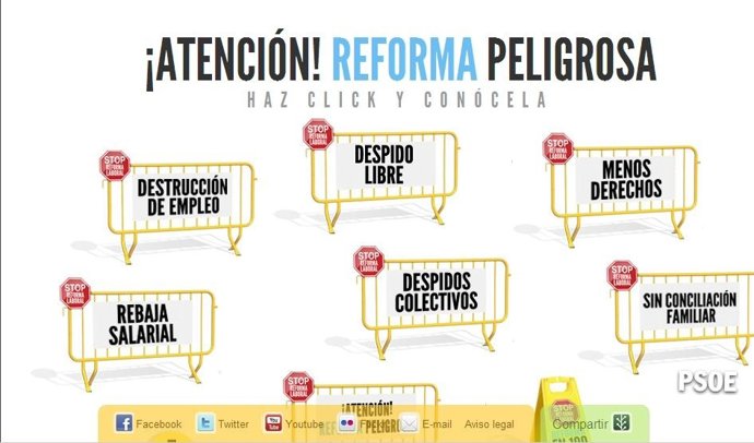 Página Web Lanzada Por El PSOE Contra La Reforma Laboral