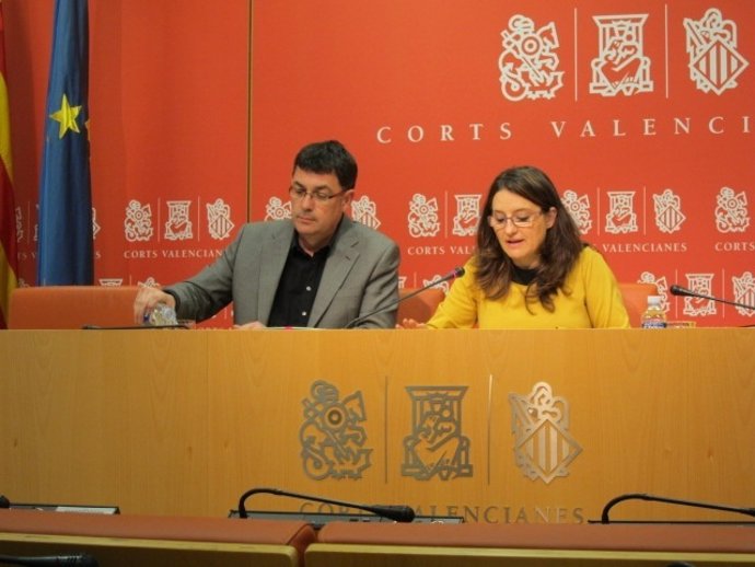 Morera, Junto Con Oltra, En La Rueda De Prensa Tras La Junta De Portavoces