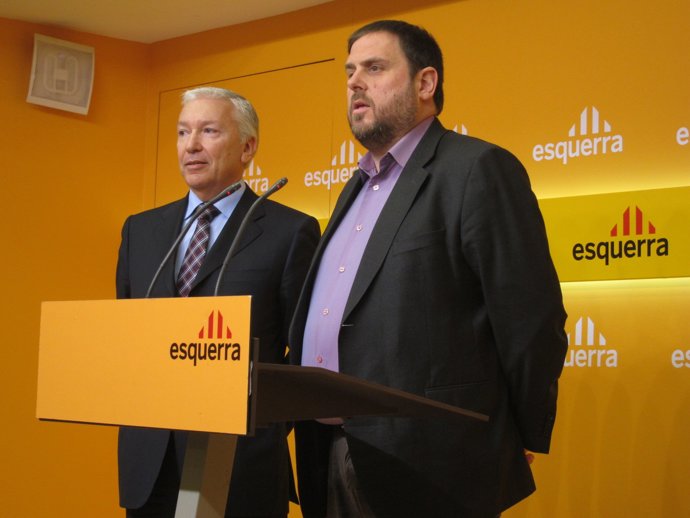 Oriol Junqueras, Presidente De ERC,  Y Presidente De La CECOT, Antoni Abad