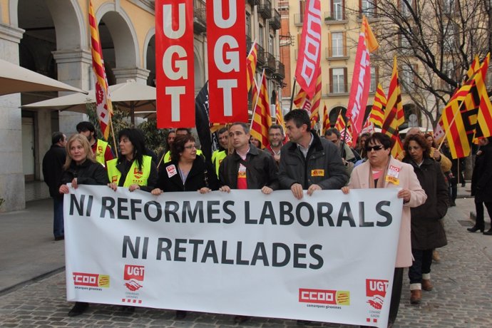 Protesta Contra Reforma Laboral En Girona