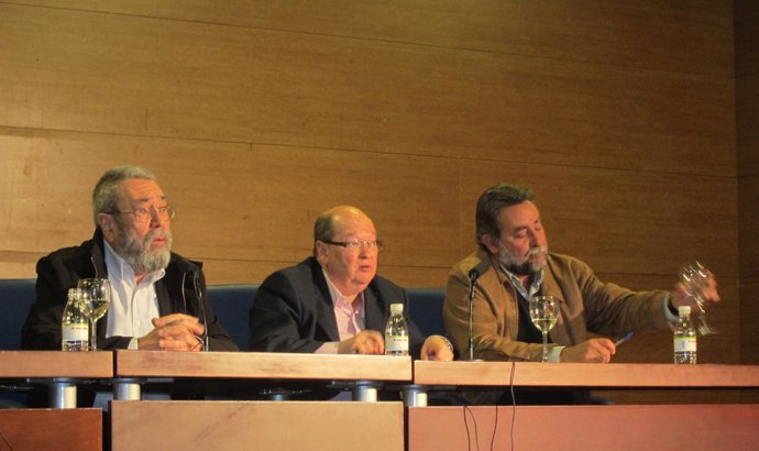 Cándido Méndez, Antonio Deusa Y Francisco Fernández, En La Rueda De Prensa.