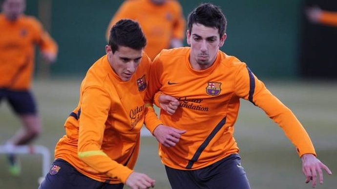 Cristian Tello E Isaac Cuenca En Un Entrenamiento Del FC Barcelona