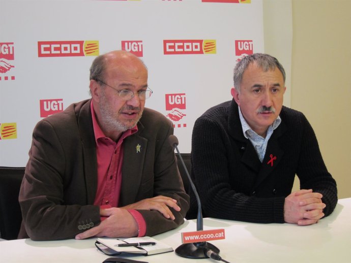 J.C.Gallego (CC.OO. De Catalunya) Y J.M.Álvarez (UGT De Catalunya)