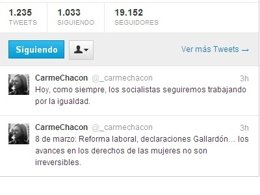 Mensajes De Carme Chacón En Su Cuenta De Twitter