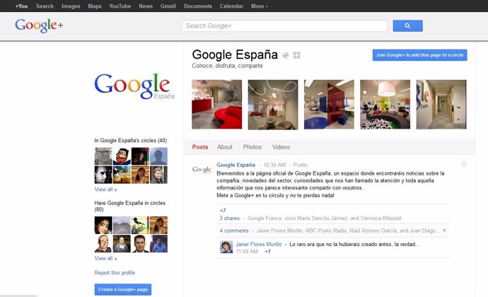 Página De Google España En Google+