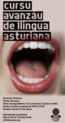 Cartel Del Cursu Avazán De  Llingua Asturiana.