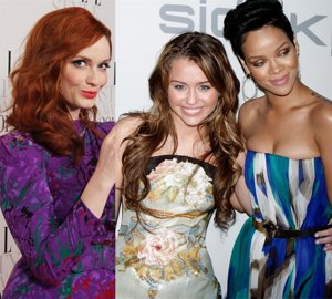 Montaje De Christina Hendricks, Miley Cyrus Y Rihanna 