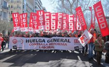 Cabecera De La Manifestación Contra La Reforma Laboral