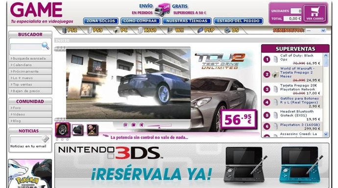 Página Web Tiendas Game
