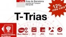 Tarjeta T-Trias De Protesta Contra La Subida Del Transporte Público De Las JSC