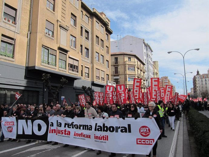 Manifestación De UGT Y CCOO Contra La Reforma Laboral En Pamplona.