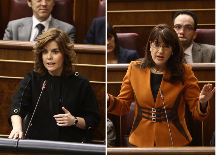 Soraya Sáenz De Santamaría Y Soraya Rodríguez, Debatiendo En El Hemiciclo
