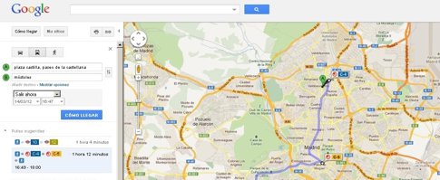 Imagen De Google Maps Calculando Ruta A Móstoles 