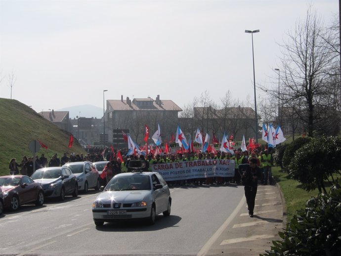 Manifestantes En Favor De Los Astilleros Ferrolanos De Navantia Llegan A Santiag