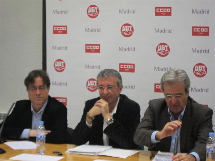 López (CCOO), Gordo (IU-CM) Y Martínez (UGT)