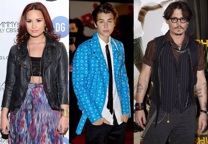 Montaje Demi Lovato, Justin Bieber Y Johnny Depp