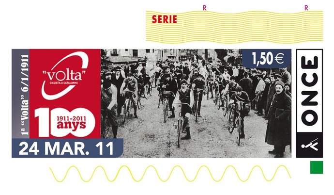Cupón de la ONCE del centenario de la Volta Ciclista a Catalunya