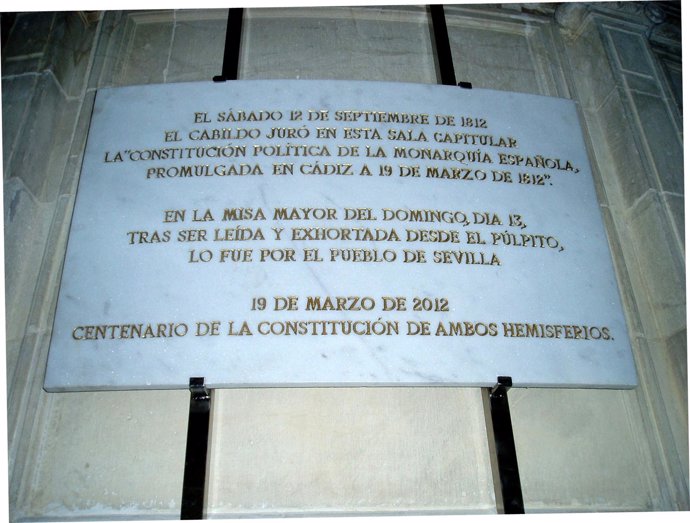 Placa Conmemorativa De La Pepa 2012 En La Catedral De Sevilla