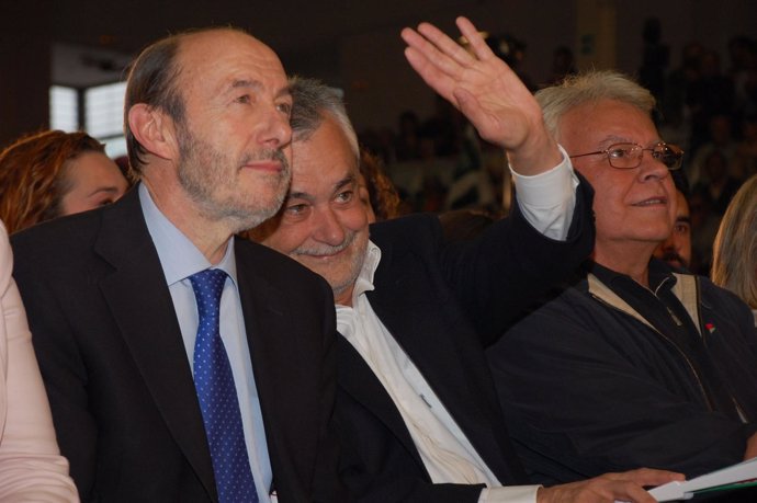 Rubalcaba, Griñán Y González En Un Mitin Electoral Del PSOE-A