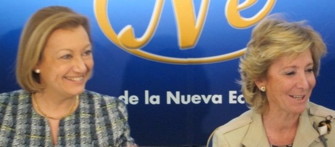 Luisa Fernanda Rudi Y Esperanza Aguirre En Un Almuerzo En Madrid