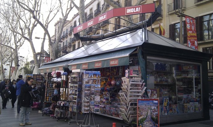 Imagen que lucían hasta ahora los quioscos de La Rambla de Barcelona