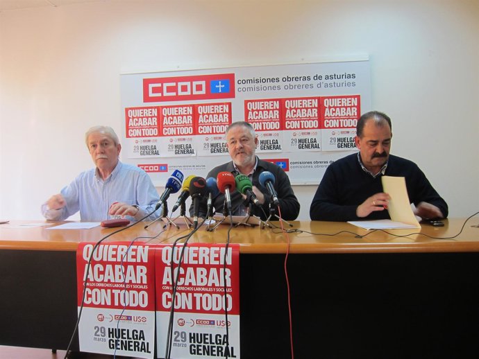 Sindicatos UGT, CCOO, Y USO De Asturias En La Hulga General