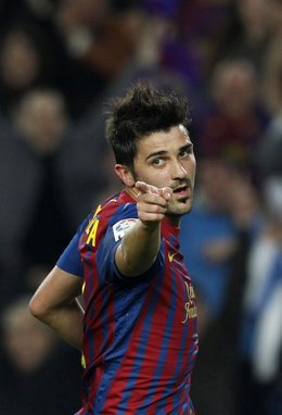 David Villa Celebra Un Gol Contra El Rayo Vallecano