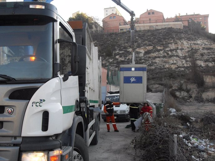 Limpieza viaria, recogida de basuras en Teruel
