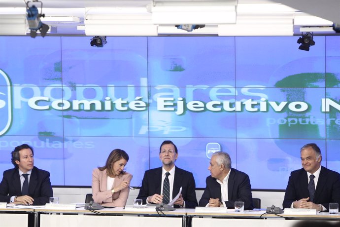 Reunión Del Comité Ejecutivo Del PP Con Arenas, Rajoy Y Cospedal