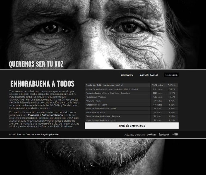 Vista De La Página Web De 'Queremos Ser Tu Voz' Con El Resultado
