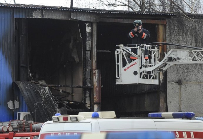 Incendio En Un Mercado De Moscú, Rusia