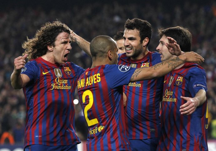 El Barcelona Celebra El Tercer Gol Al Milan