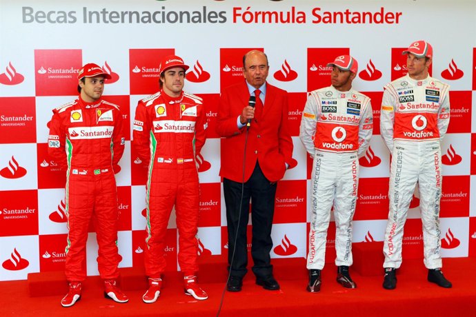 Botín Junto A Alonso, Massa, Hamilton Y Button