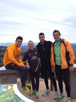 David Villa Y Sergio Busquets (FC Barcelona) En La Mola