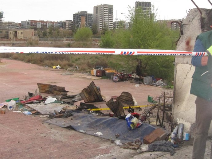 Solar Del Incendio En Calle Bilbao  En El Barrio De Poblenou (Barcelona)