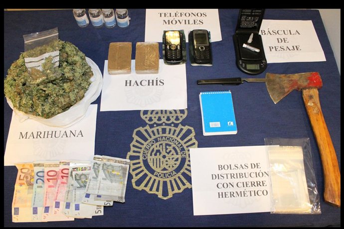 Material Incautado Por Policía Nacional Tras Una Detención Por Droga.