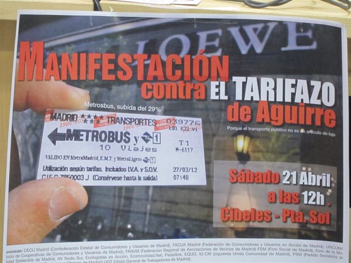 Cartel De La Mnifestación Contra El Tarifazo