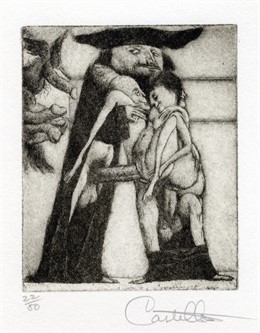 Grabado De 'Alfabeto Erótico Letra A', De Federico Castellón. 