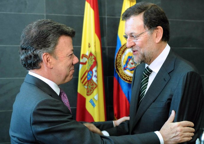 Juan Manuel Santos Y Mariano Rajoy.