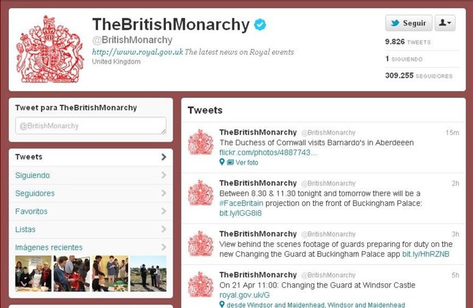 Cuenta Twitter Casa Real Británica
