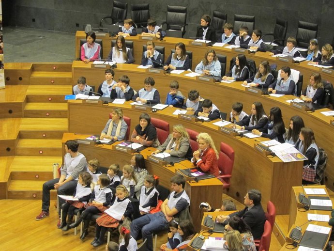 Escolares Navarros En El Parlamento De Navarra.