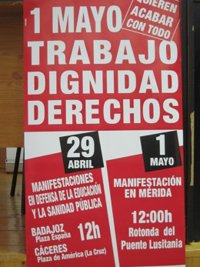 CC.OO. y UGT reivindicarán 'Trabajo, dignidad, derechos' en el Primero de Mayo
