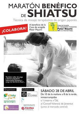 Cartel Del Maratón De Shiatsu A Beneficio De La Casa De Acogida Peter Maurin