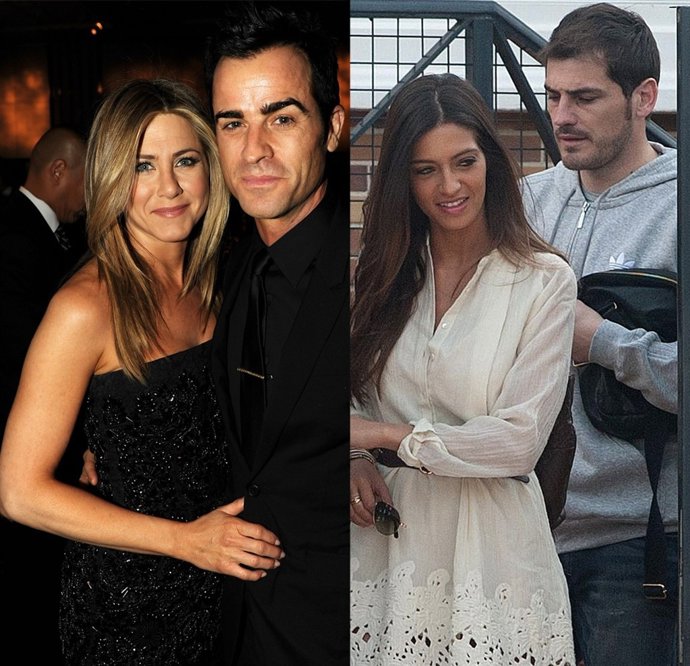 Montaje De Jennifer Aniston Y Justin Theroux Y Sara Carbonero E Iker Casillas 